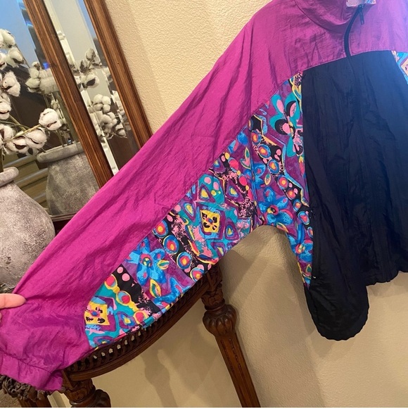 Vintage HEALTHY ATTITUDE Women Floral Lightweight Windbreaker Jacket Size Large - Picture 4 of 8